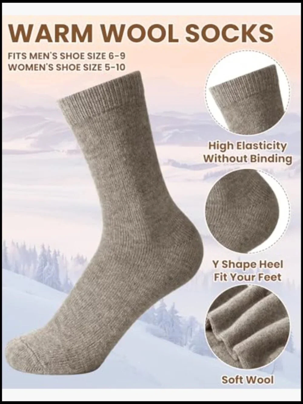 3-Piece Wool Hat Gloves Socks Set with Touchscreen